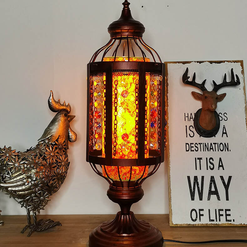 Turkish Stained Glass Table Lamp 1-Light Vintage Design-Lighting > Table Lamps-casanuva-220V-240V-Orange-casanuva