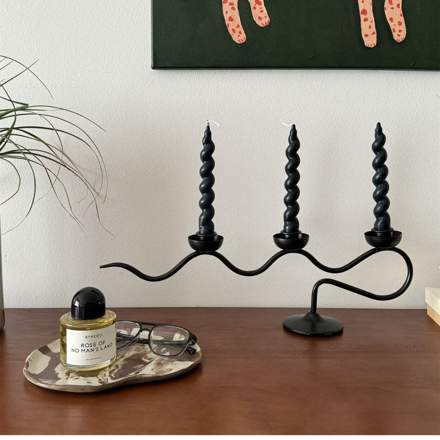 Twisted Iron Candle Holder-Home Decor > Candle Holders-casanuva-Black Swirl-casanuva