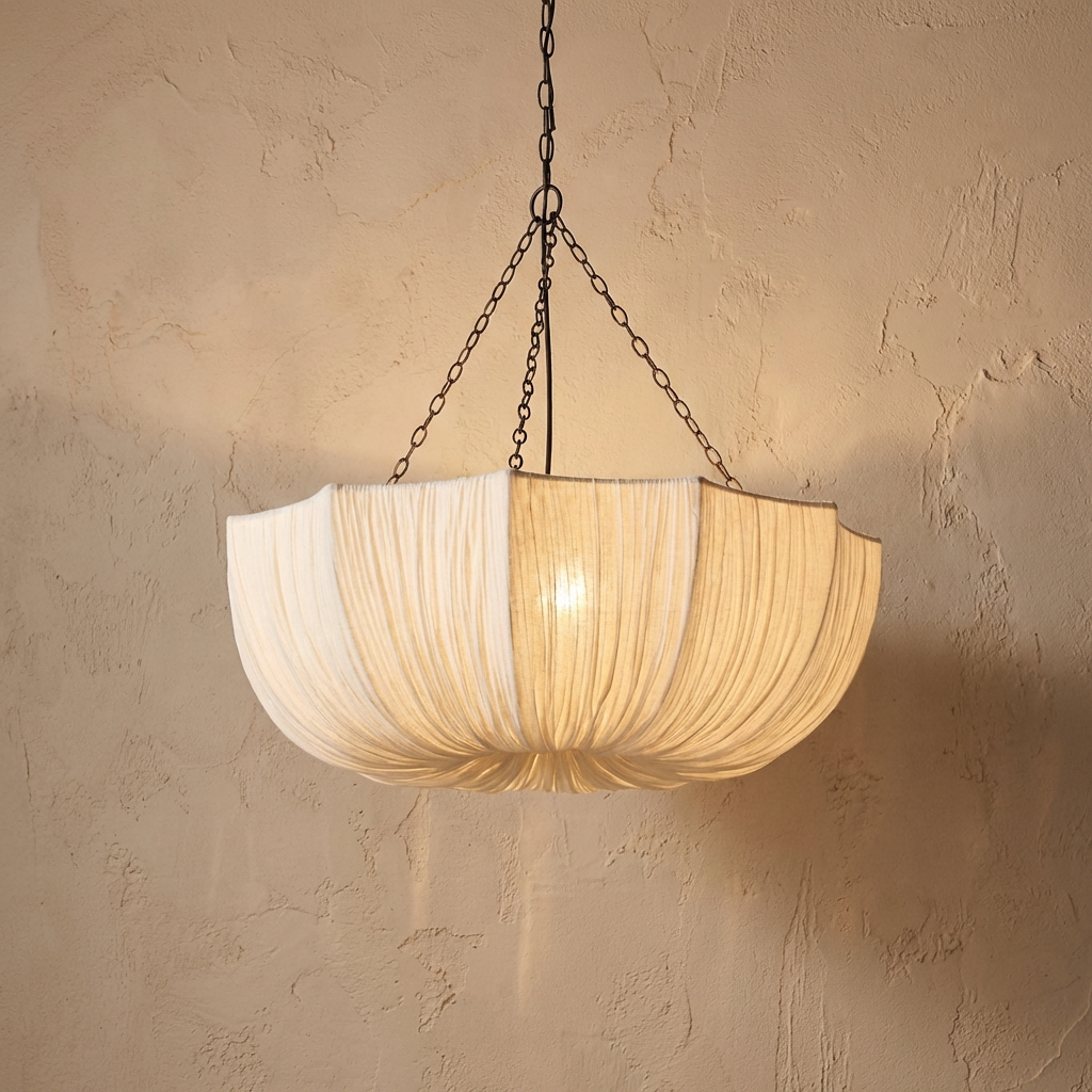 U Shape Fabric Chandelier Japanese Wabi Sabi Design-Lighting > Chandeliers & Pendant Lights-casanuva-casanuva