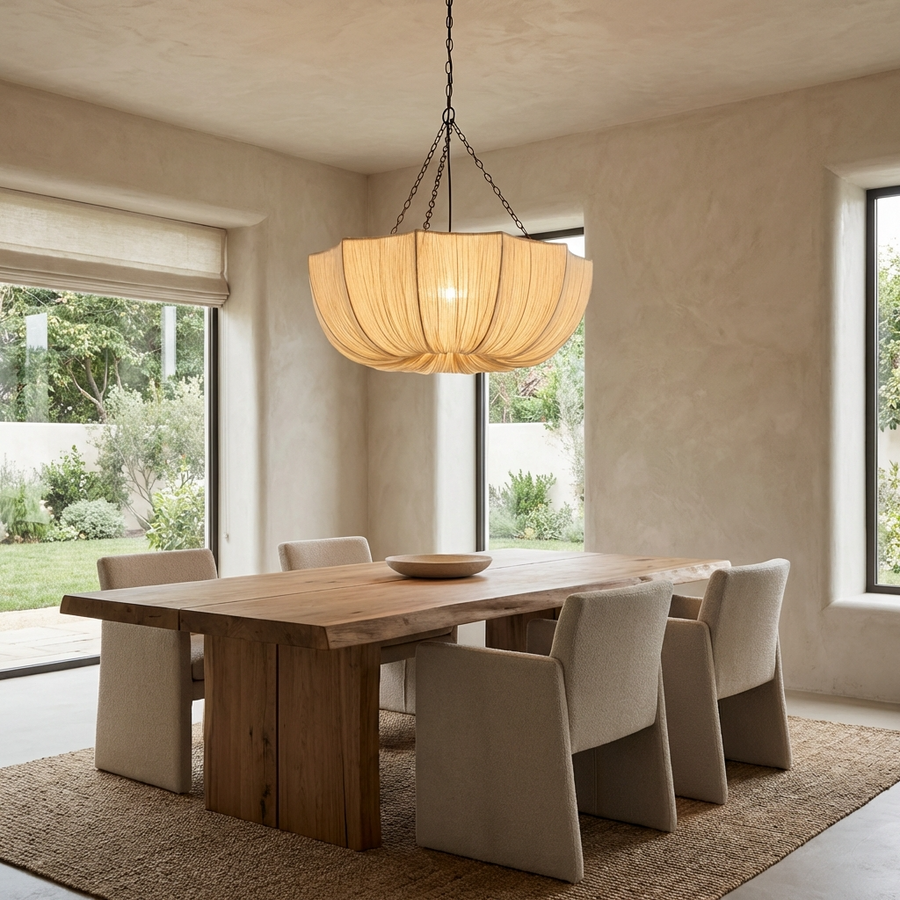 U Shape Fabric Chandelier Japanese Wabi Sabi Design-Lighting > Chandeliers & Pendant Lights-casanuva-casanuva