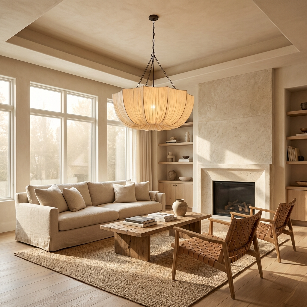 U Shape Fabric Chandelier Japanese Wabi Sabi Design-Lighting > Chandeliers & Pendant Lights-casanuva-casanuva