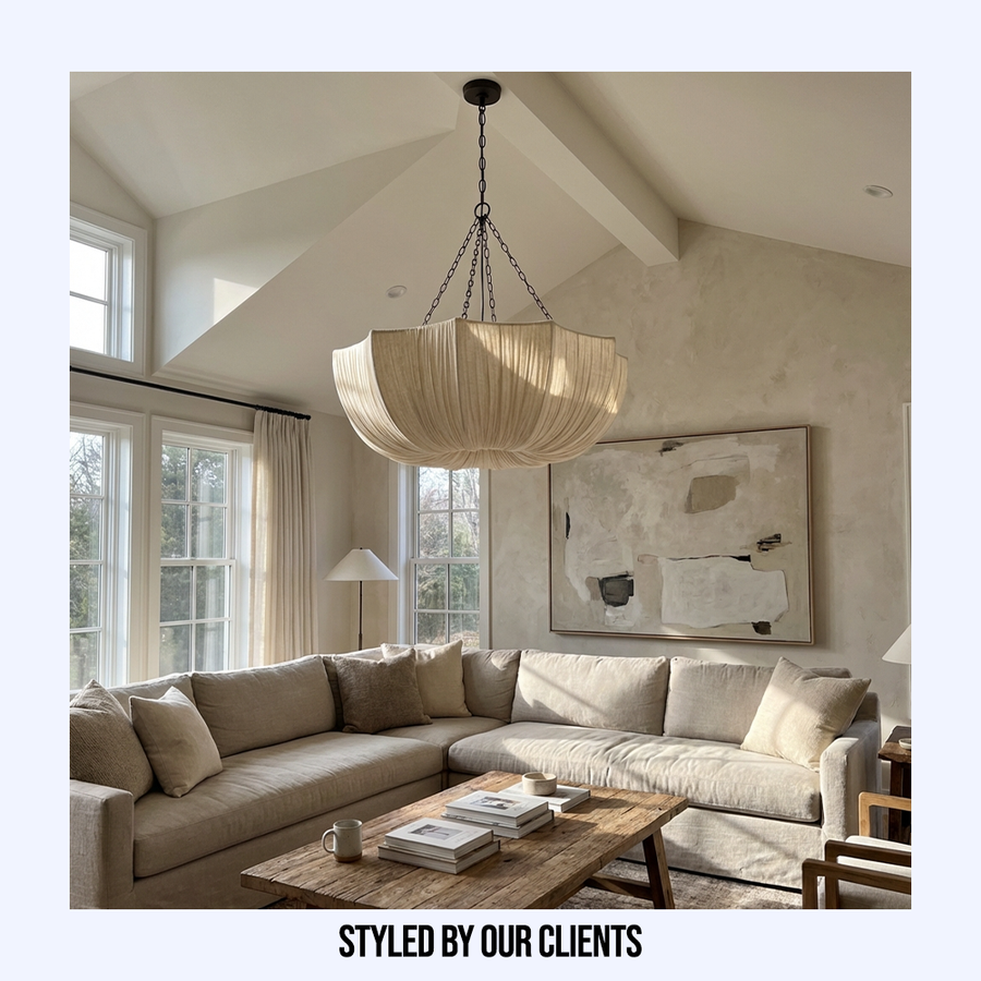 U Shape Fabric Chandelier Japanese Wabi Sabi Design-Lighting > Chandeliers & Pendant Lights-casanuva-casanuva
