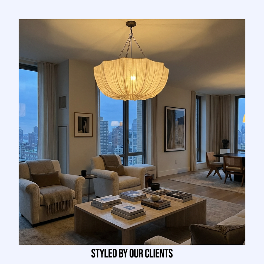 U Shape Fabric Chandelier Japanese Wabi Sabi Design-Lighting > Chandeliers & Pendant Lights-casanuva-casanuva