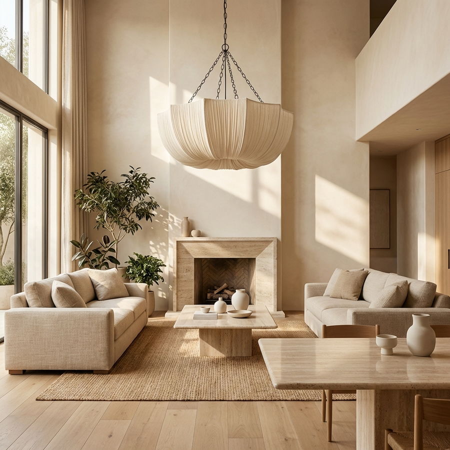 U Shape Fabric Chandelier Japanese Wabi Sabi Design-Lighting > Chandeliers & Pendant Lights-casanuva-casanuva