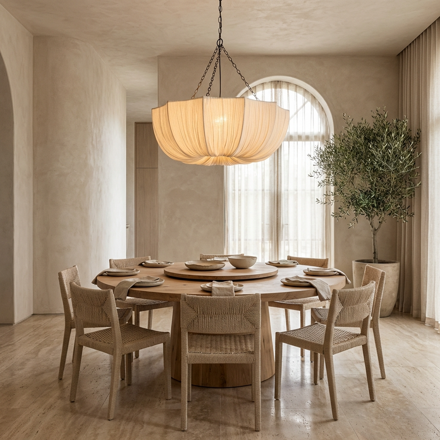 U Shape Fabric Chandelier Japanese Wabi Sabi Design-Lighting > Chandeliers & Pendant Lights-casanuva-casanuva