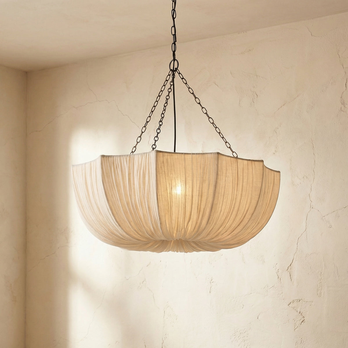 U Shape Fabric Chandelier Japanese Wabi Sabi Design-Lighting > Chandeliers & Pendant Lights-casanuva-casanuva