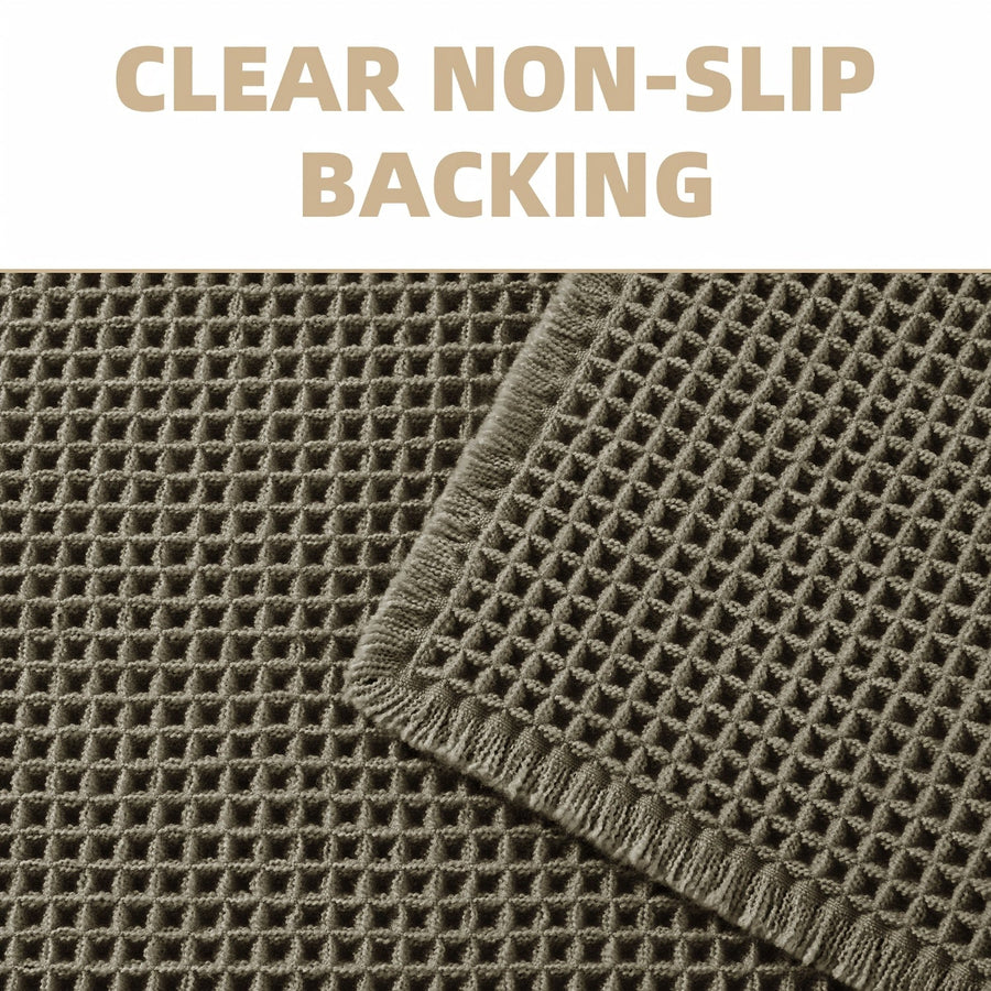 Ultra-absorbent Waffle Bath Mat with Tassels and Non-slip Backing-Bedding & Bath > Bath Mats-casanuva-casanuva