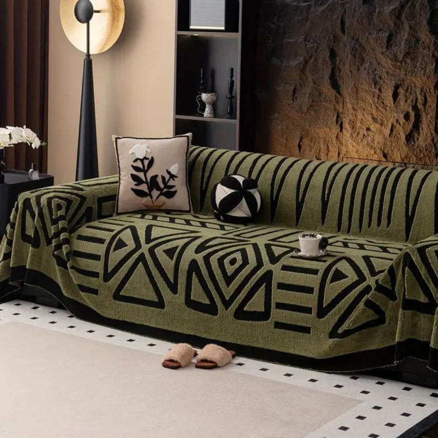Urban Maze Sofa Cover Premium Fabric-Covers & Textiles > Sofa Covers-casanuva-Olive Green-71"x51"-casanuva