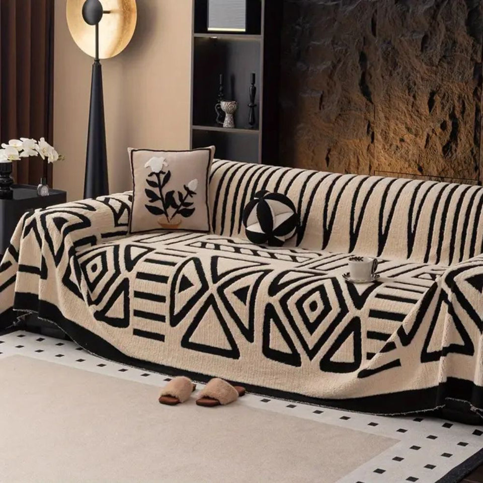 Urban Maze Sofa Cover Premium Fabric-Covers & Textiles > Sofa Covers-casanuva-Sand Ivory-71"x51"-casanuva