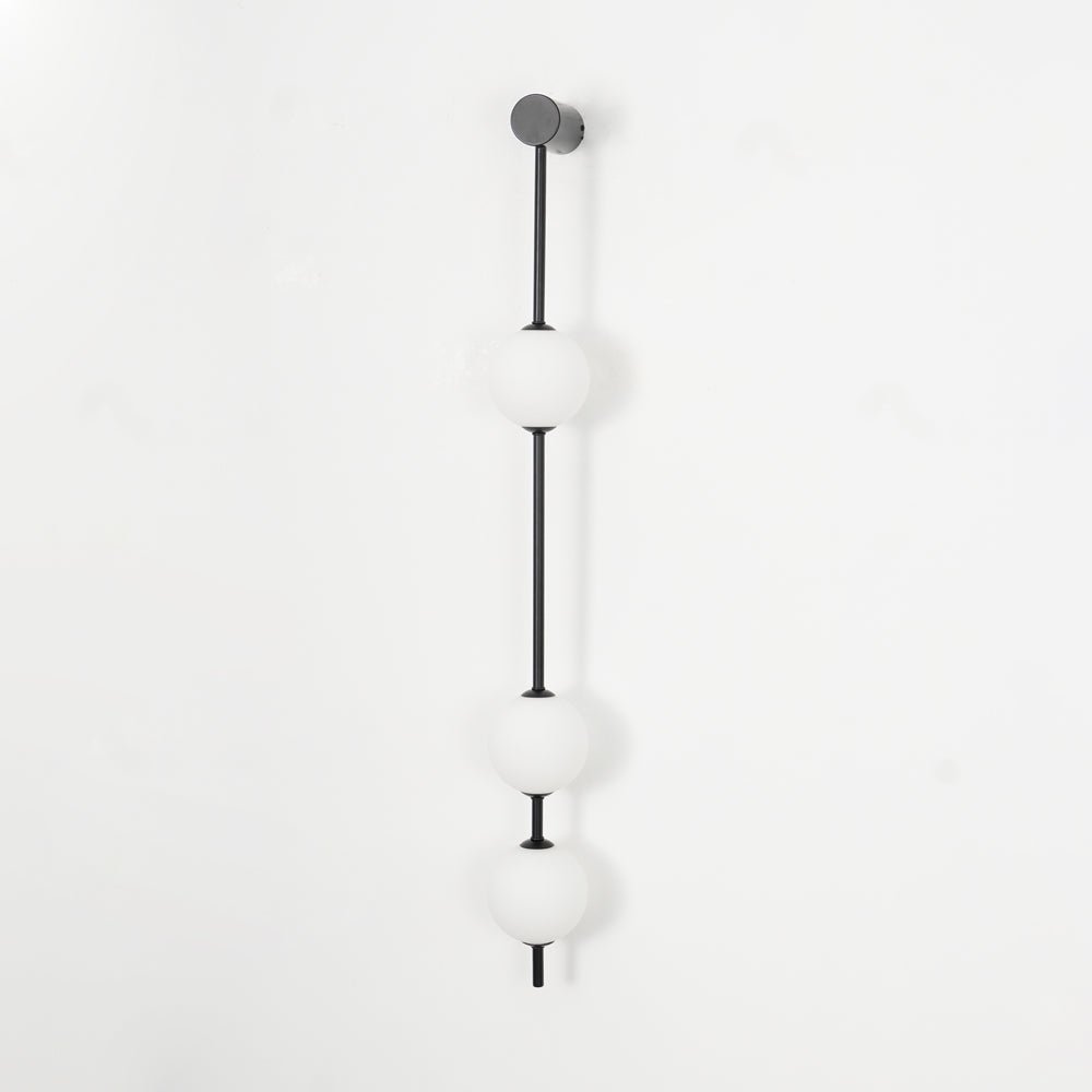 Vertical Ball Wall Lamp LED-Lighting > Wall Lights-casanuva-12cmx103cm-Black & Plastic Ball-Triac Dimmable Warm Light-casanuva