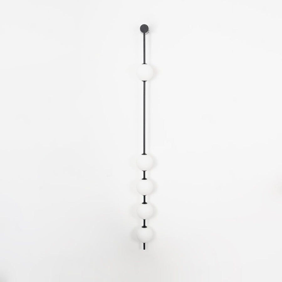 Vertical Ball Wall Lamp LED-Lighting > Wall Lights-casanuva-12cmx158cm-Black & Plastic Ball-Triac Dimmable Warm Light-casanuva