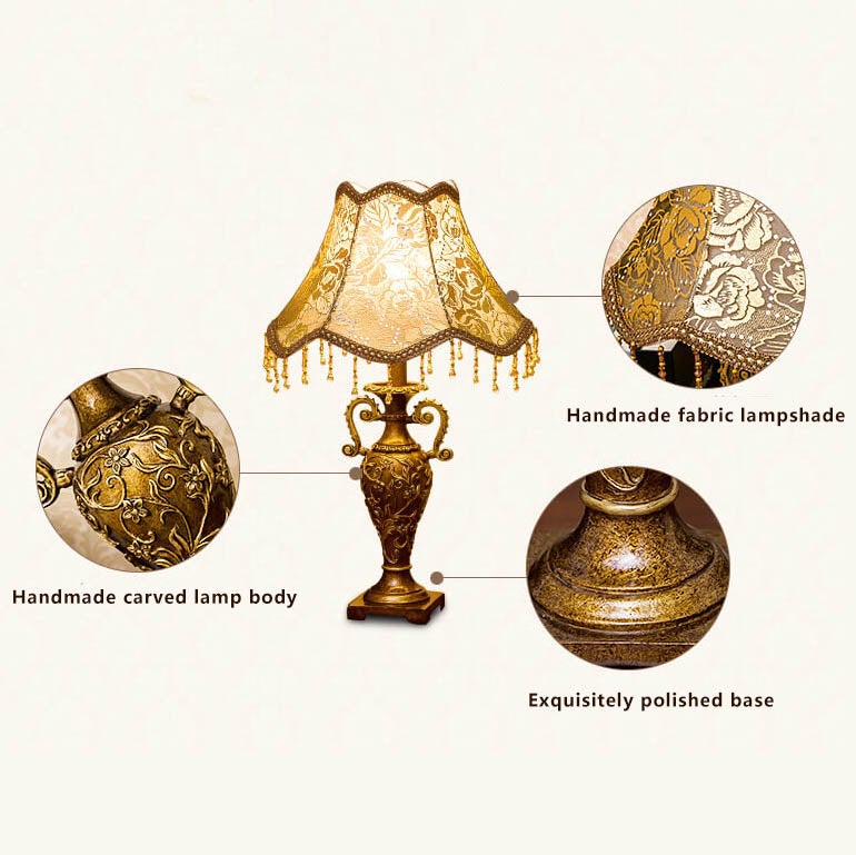 Vintage European Fabric Table Lamp 1-Light Antique Design-Lighting > Table Lamps-casanuva-casanuva