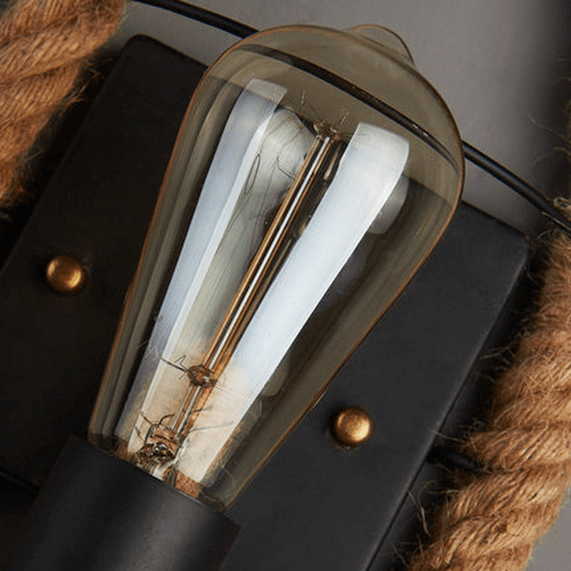 Vintage Hemp Rope Wall Sconce Lamp 1-Light Design-Lighting > Wall Lights-casanuva-casanuva