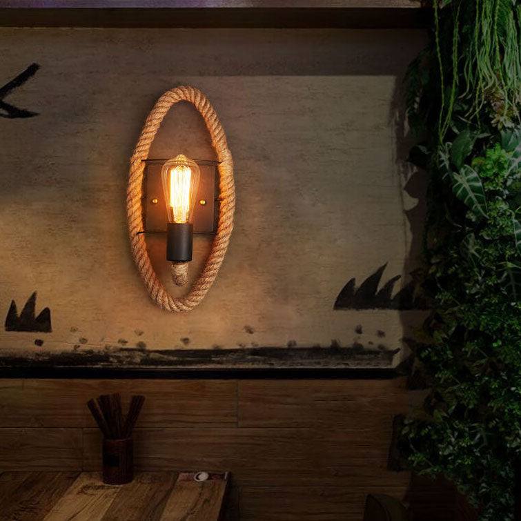 Vintage Hemp Rope Wall Sconce Lamp 1-Light Design-Lighting > Wall Lights-casanuva-casanuva