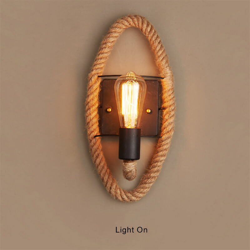 Vintage Hemp Rope Wall Sconce Lamp 1-Light Design-Lighting > Wall Lights-casanuva-casanuva