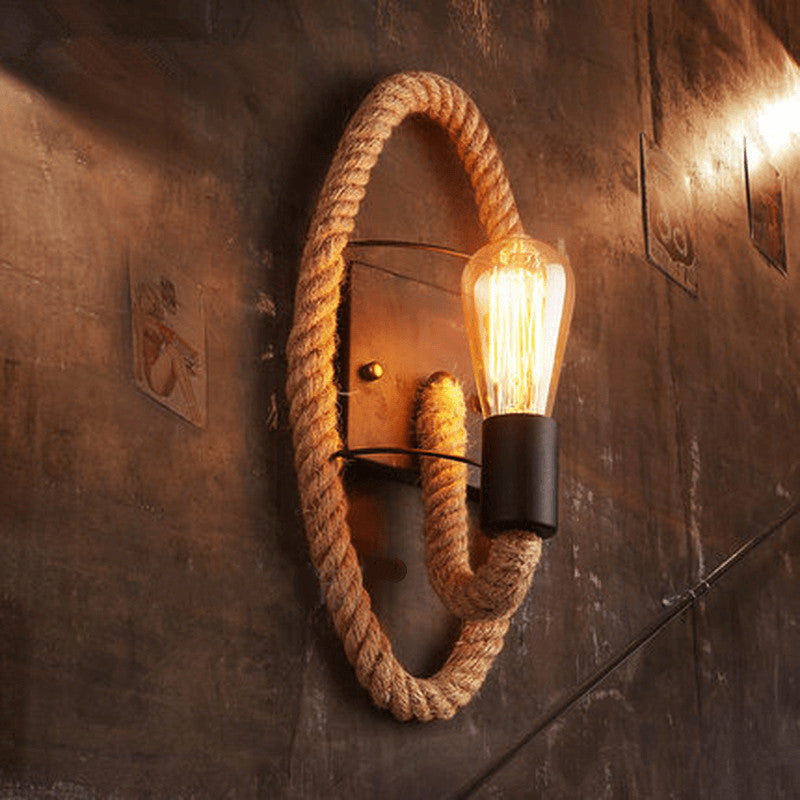 Vintage Hemp Rope Wall Sconce Lamp 1-Light Design-Lighting > Wall Lights-casanuva-Oval Shape-110V-120V-casanuva