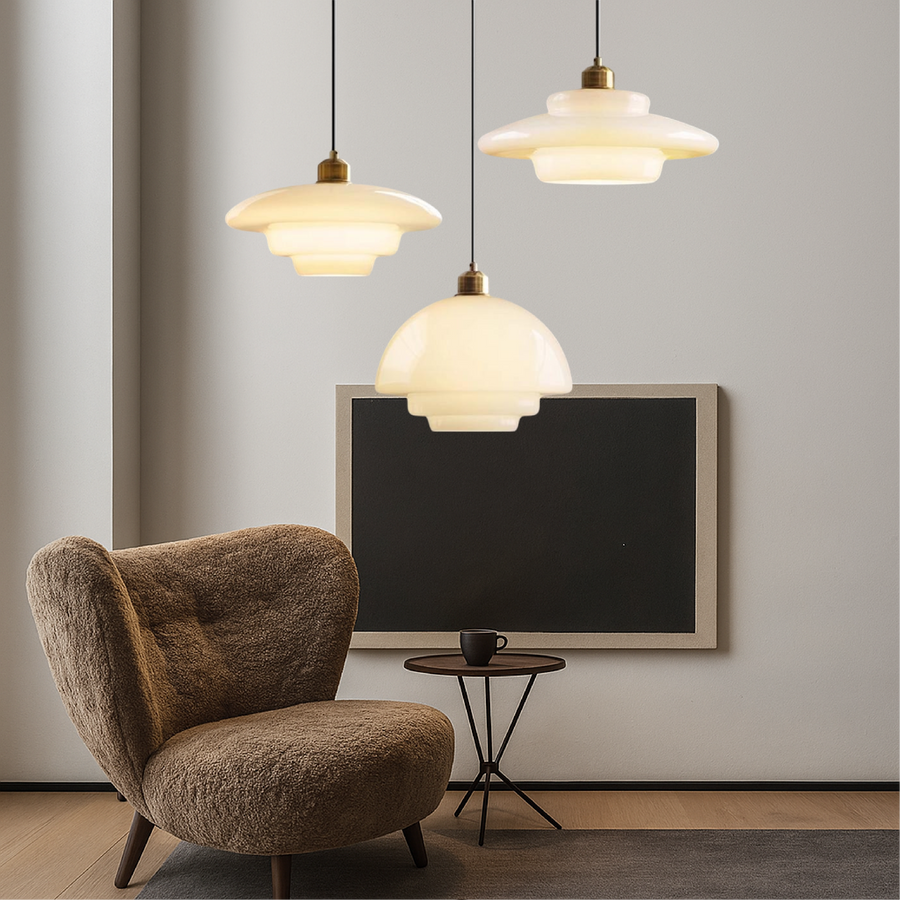 Vintage Milky Glass Pendant Light-Lighting > Pendant Lights-casanuva-casanuva
