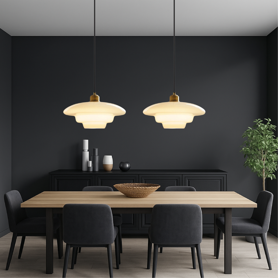 Vintage Milky Glass Pendant Light-Lighting > Pendant Lights-casanuva-Style A: 30cm x 12cm-casanuva