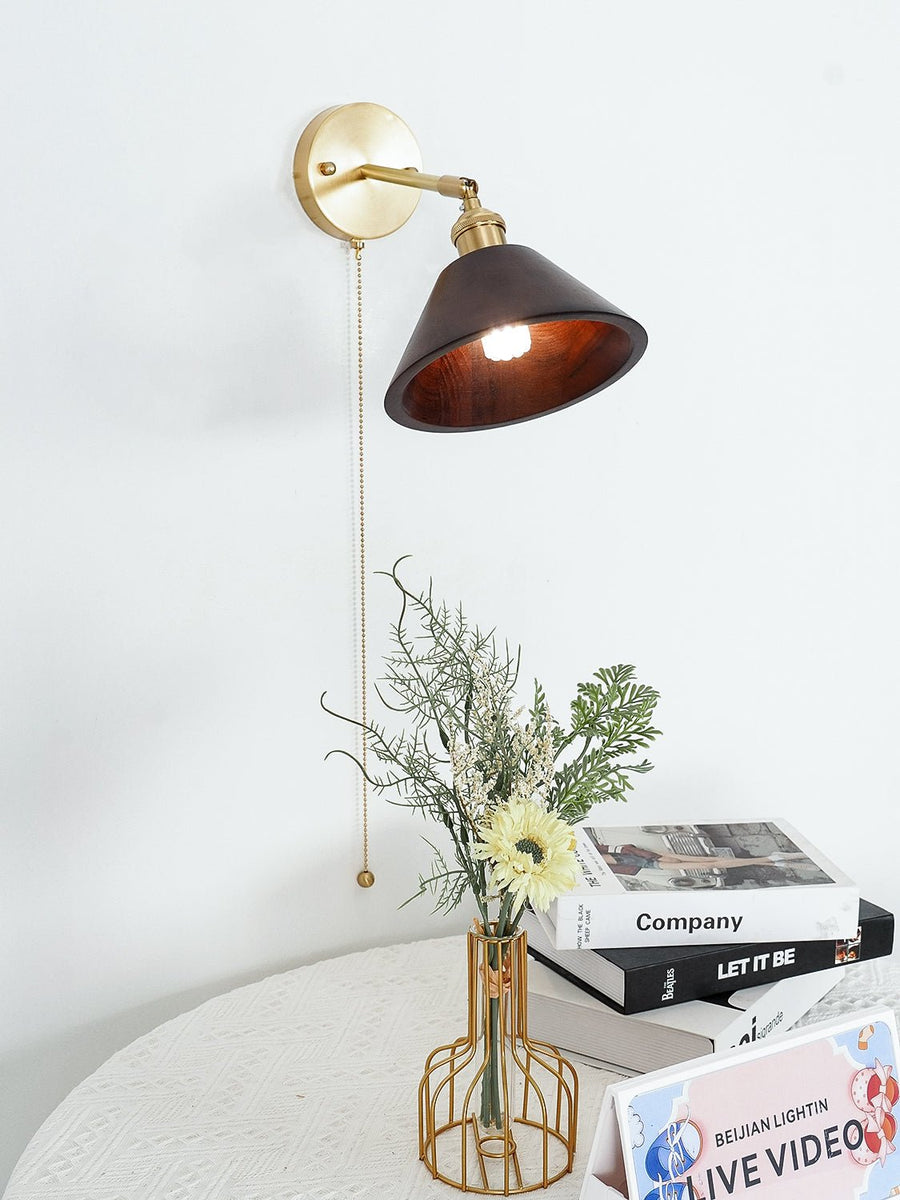 Vintage Wood Wall Lamp Fixture-Lighting > Wall Lights-casanuva-casanuva