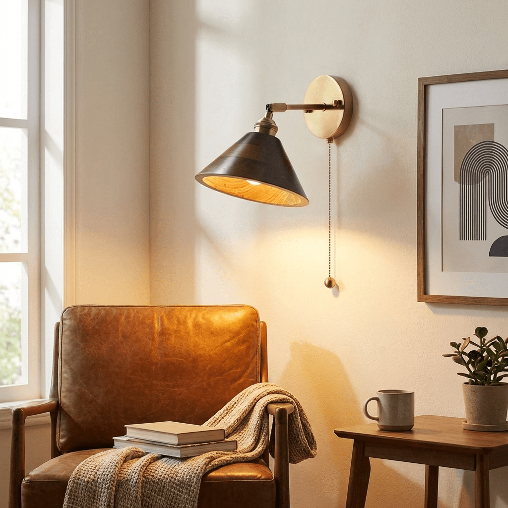 Vintage Wood Wall Lamp Fixture-Lighting > Wall Lights-casanuva-casanuva