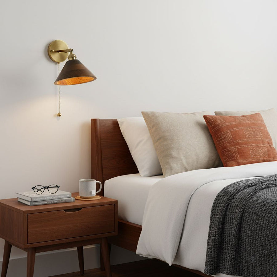 Vintage Wood Wall Lamp Fixture-Lighting > Wall Lights-casanuva-casanuva