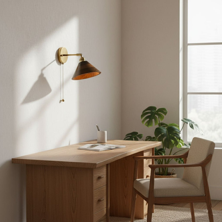 Vintage Wood Wall Lamp Fixture-Lighting > Wall Lights-casanuva-casanuva