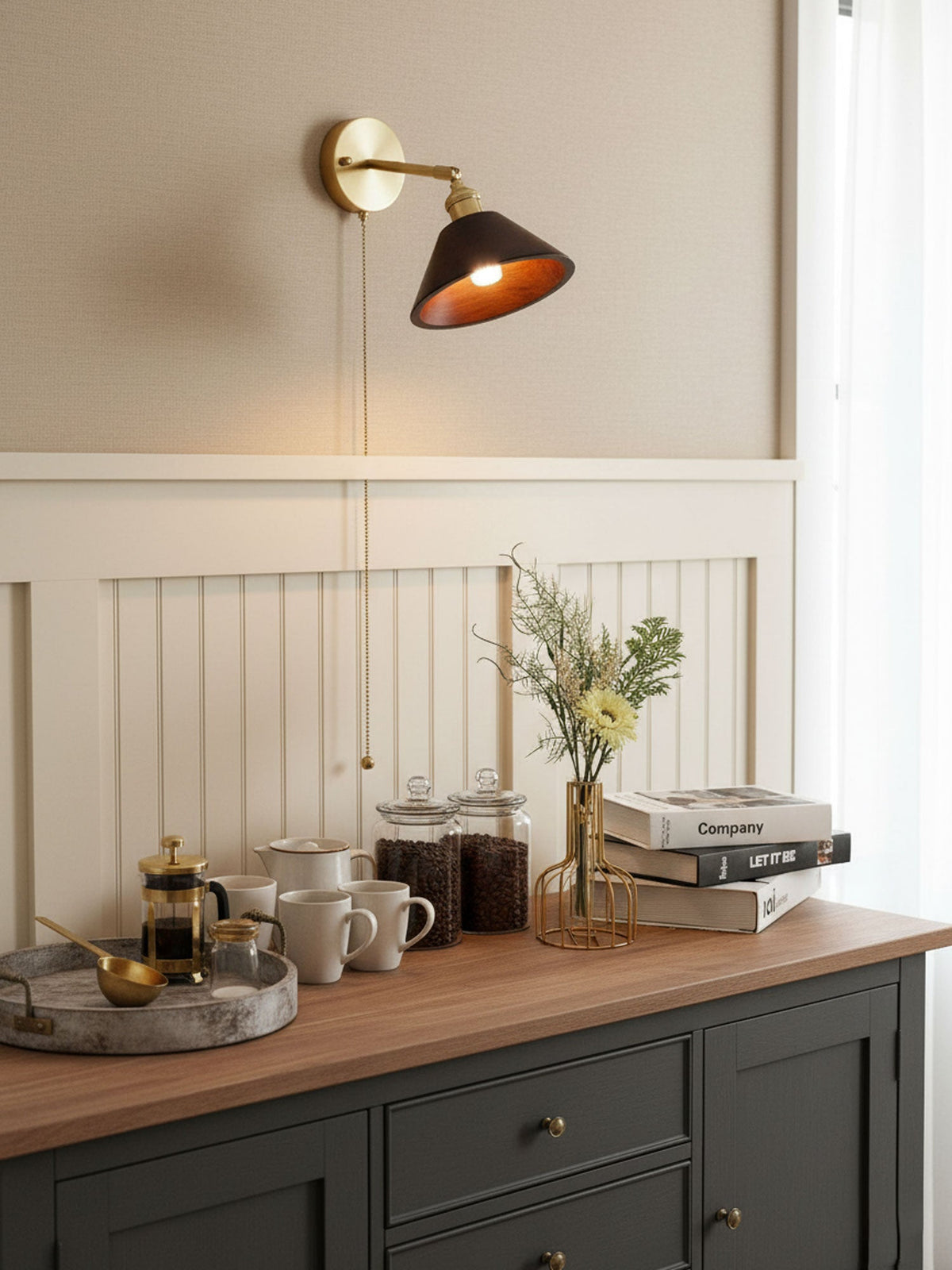 Vintage Wood Wall Lamp Fixture-Lighting > Wall Lights-casanuva-casanuva