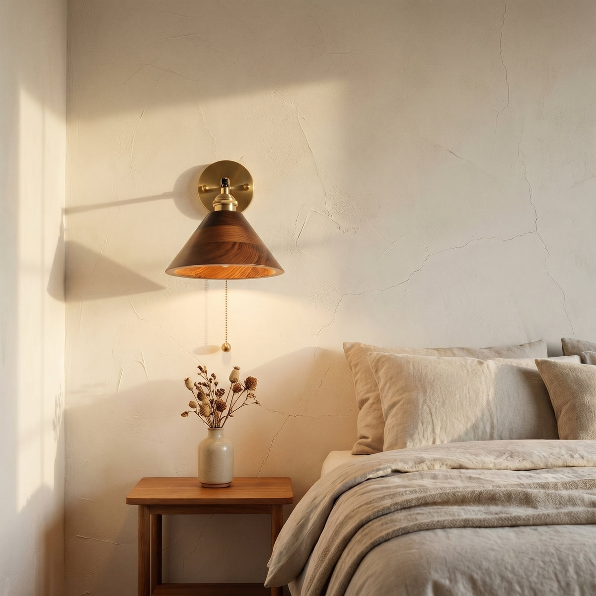 Vintage Wood Wall Lamp Fixture-Lighting > Wall Lights-casanuva-casanuva