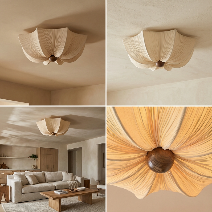 Wabi Sabi Fabric Ceiling Light-Lighting > Pendant Lights-casanuva-casanuva
