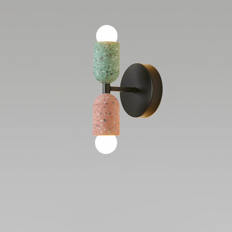 Wabi-Sabi Iron Cement 2-Light Wall Sconce Lamp-Lighting > Wall Lights-casanuva-Green + Pink-220V-240V-casanuva