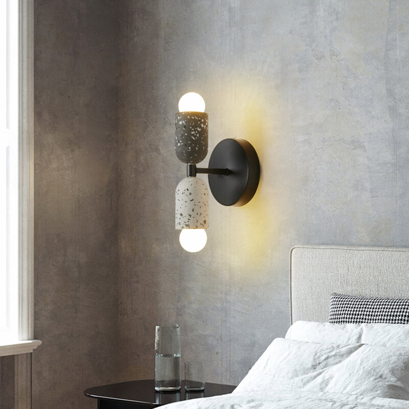 Wabi-Sabi Iron Cement 2-Light Wall Sconce Lamp-Lighting > Wall Lights-casanuva-White + Black-100V-120V-casanuva