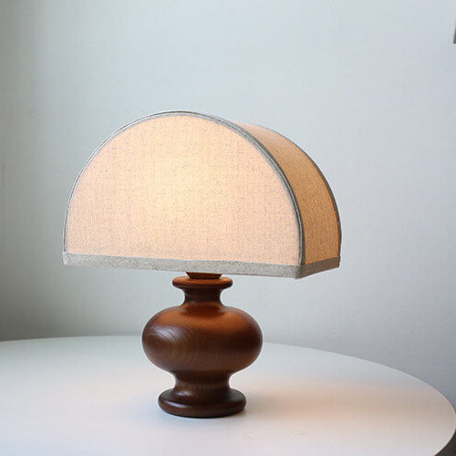 Wabi-sabi Vintage Solid Wood Table Lamp with Fabric Shade-Lighting > Table Lamps-casanuva-casanuva