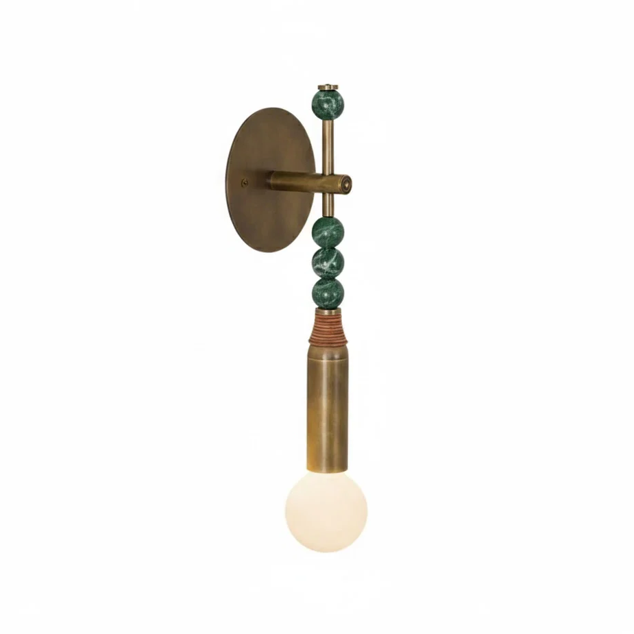 Wall Lamp LED Modern Design-Lighting > Wall Lights-casanuva-15cmx11.5cmx48cm-Brass+Green marble-casanuva