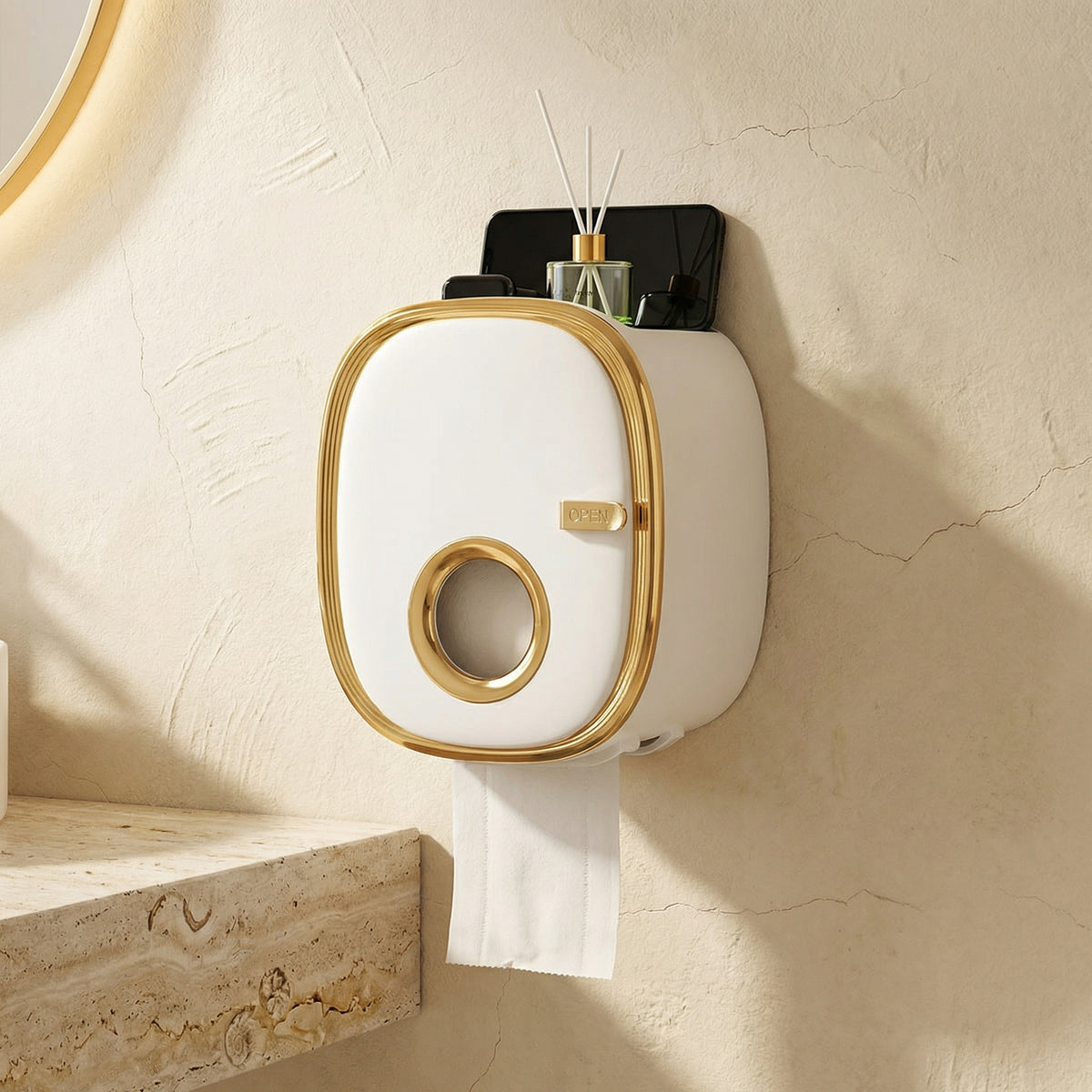 Wall Mounted Toilet Paper Holder with Shelf Storage-Bedding & Bath > Bathroom Accessories-casanuva-casanuva