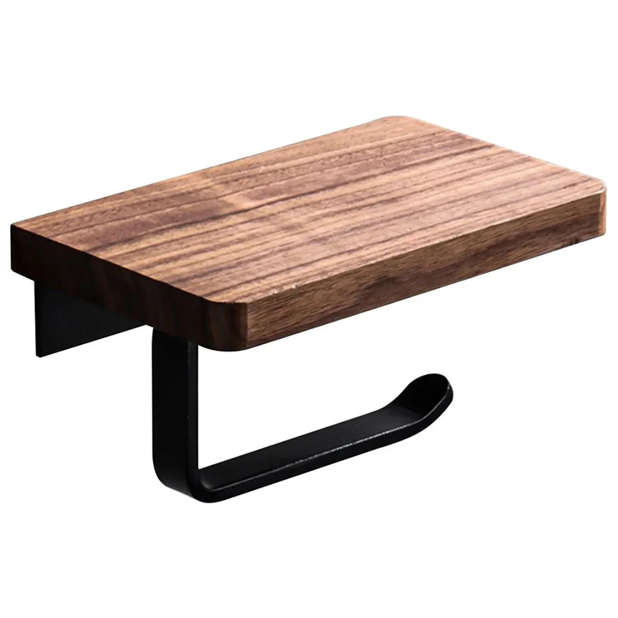 Wall Mounted Walnut Toilet Paper Holder with Shelf-Bedding & Bath > Bathroom Accessories-casanuva-casanuva