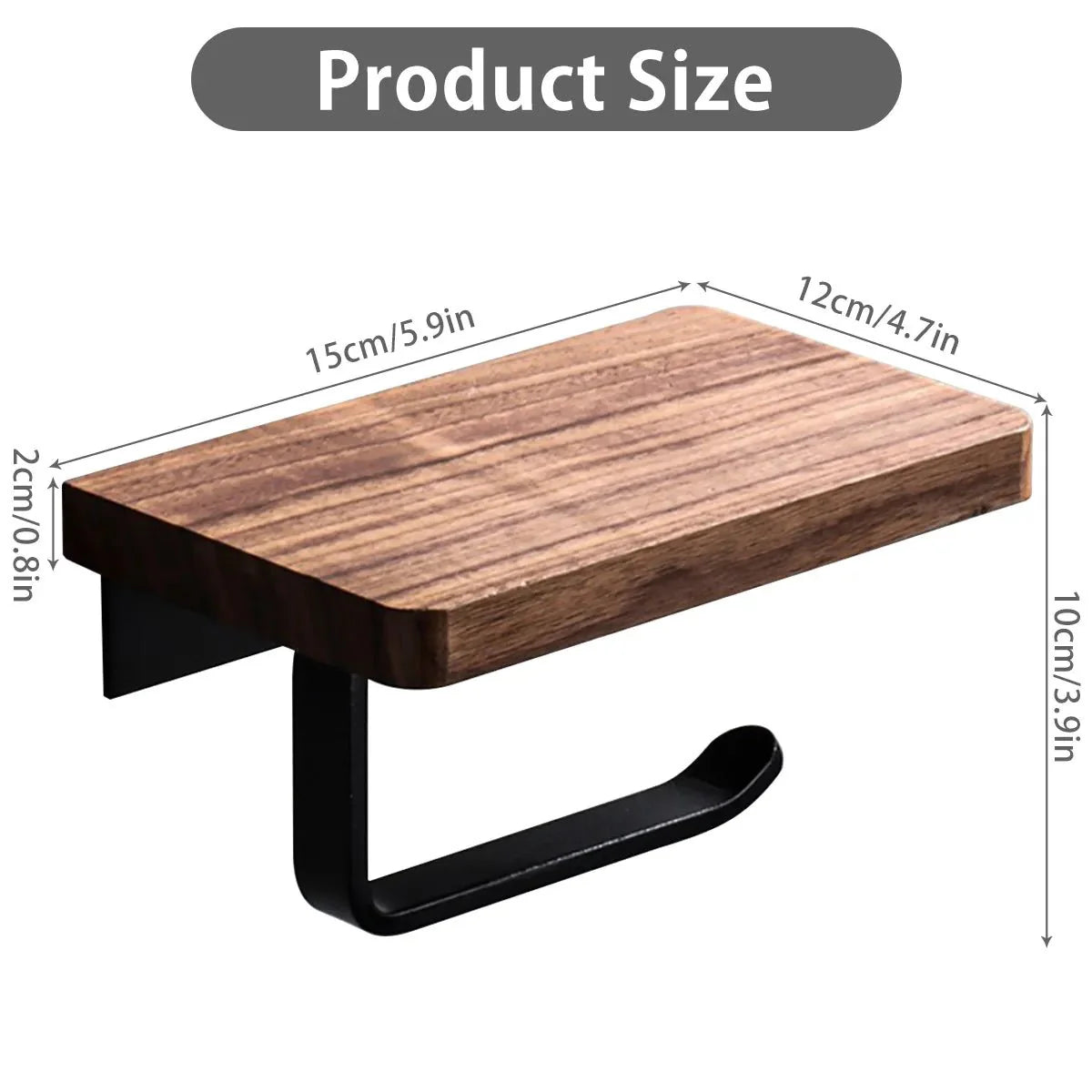 Wall Mounted Walnut Toilet Paper Holder with Shelf-Bedding & Bath > Bathroom Accessories-casanuva-casanuva