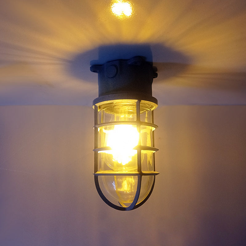 Waterproof Aluminum Alloy Glass Cylinder Outdoor Ceiling Light 1-Light Semi-Flush Mount-Lighting > Outdoor Lighting-casanuva-casanuva
