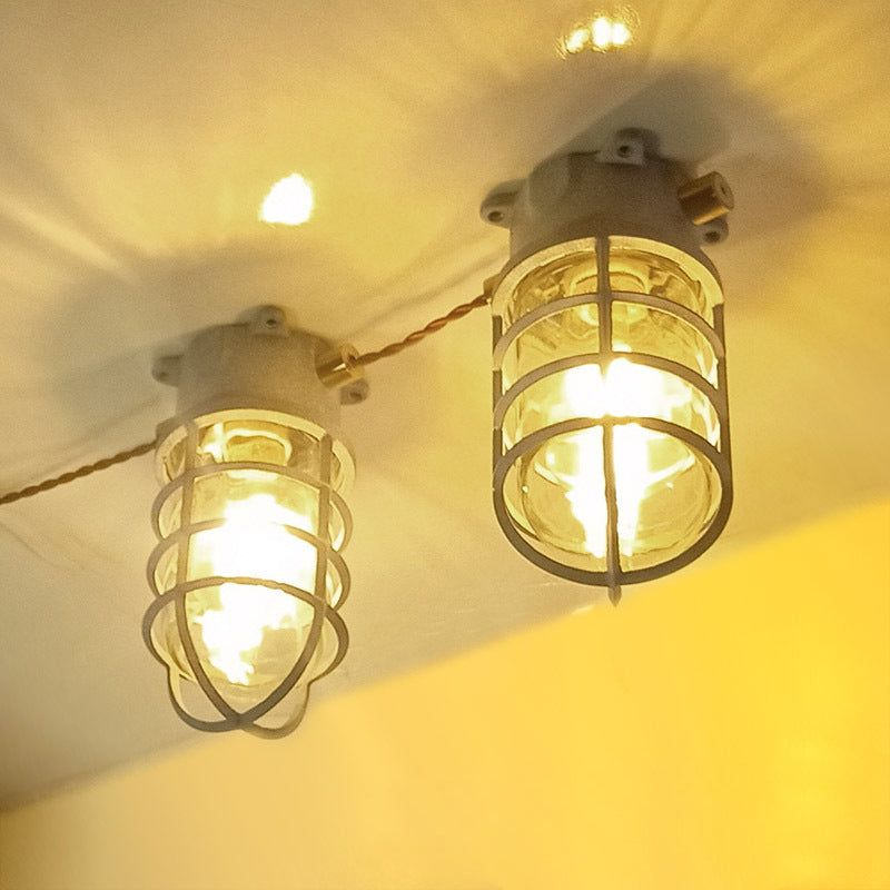 Waterproof Aluminum Alloy Glass Cylinder Outdoor Ceiling Light 1-Light Semi-Flush Mount-Lighting > Outdoor Lighting-casanuva-casanuva