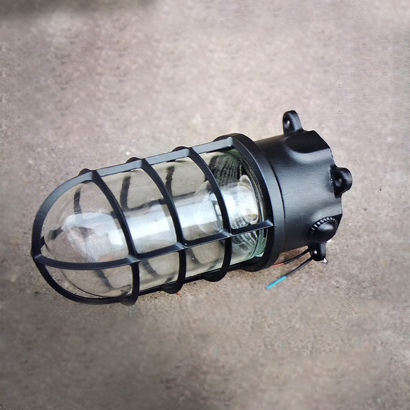 Waterproof Aluminum Alloy Glass Cylinder Outdoor Ceiling Light 1-Light Semi-Flush Mount-Lighting > Outdoor Lighting-casanuva-Black - Bottom Wired-100V-120V-casanuva