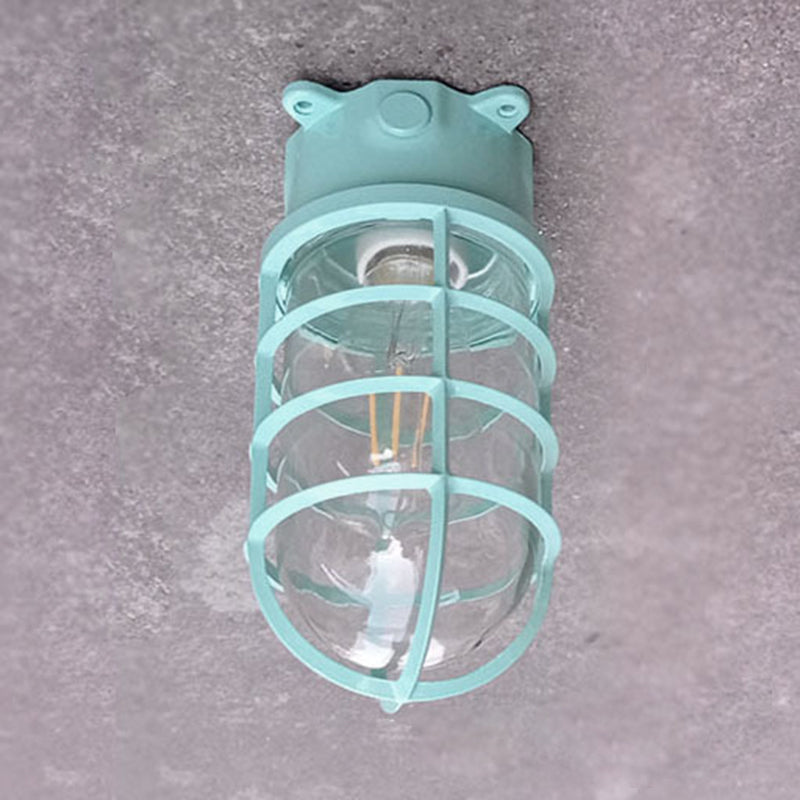 Waterproof Aluminum Alloy Glass Cylinder Outdoor Ceiling Light 1-Light Semi-Flush Mount-Lighting > Outdoor Lighting-casanuva-Blue - Bottom Wired-100V-120V-casanuva