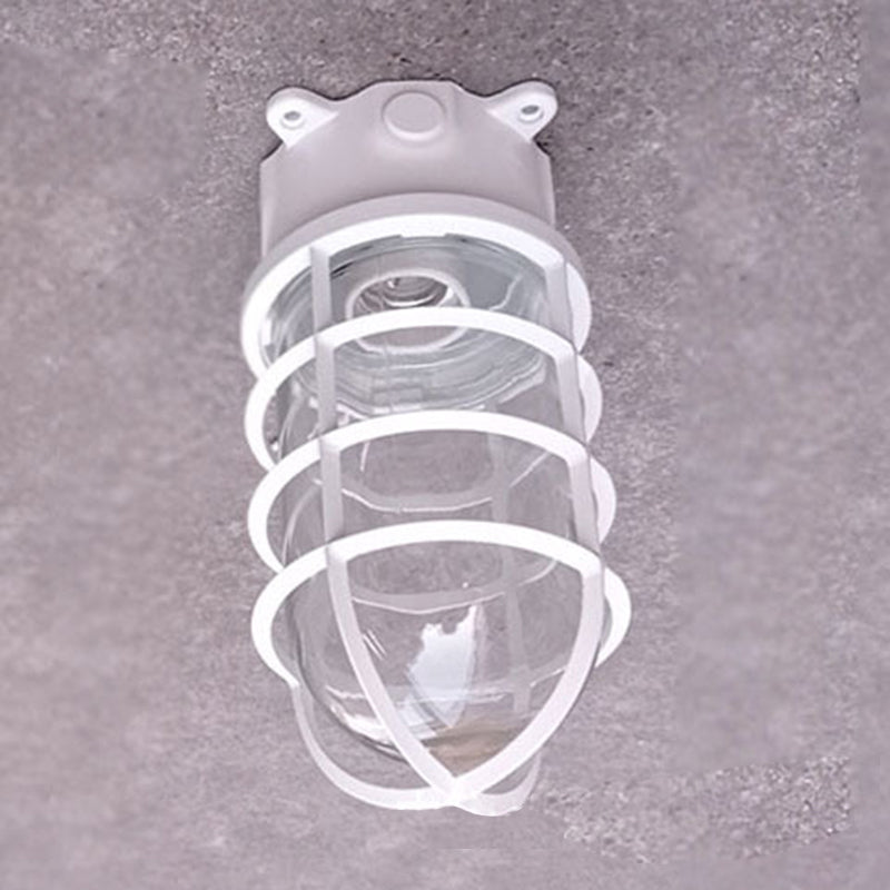 Waterproof Aluminum Alloy Glass Cylinder Outdoor Ceiling Light 1-Light Semi-Flush Mount-Lighting > Outdoor Lighting-casanuva-White - Bottom Wired-100V-120V-casanuva