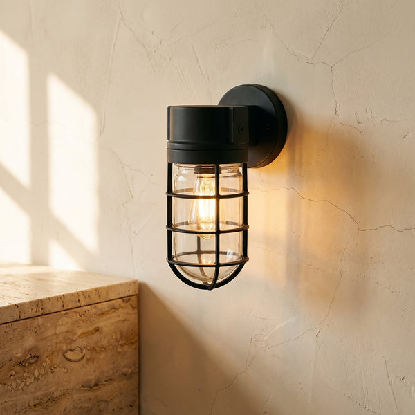 Waterproof Aluminum Alloy Glass Cylinder Outdoor Ceiling Light 1-Light Semi-Flush Mount-Lighting > Outdoor Lighting-casanuva-casanuva