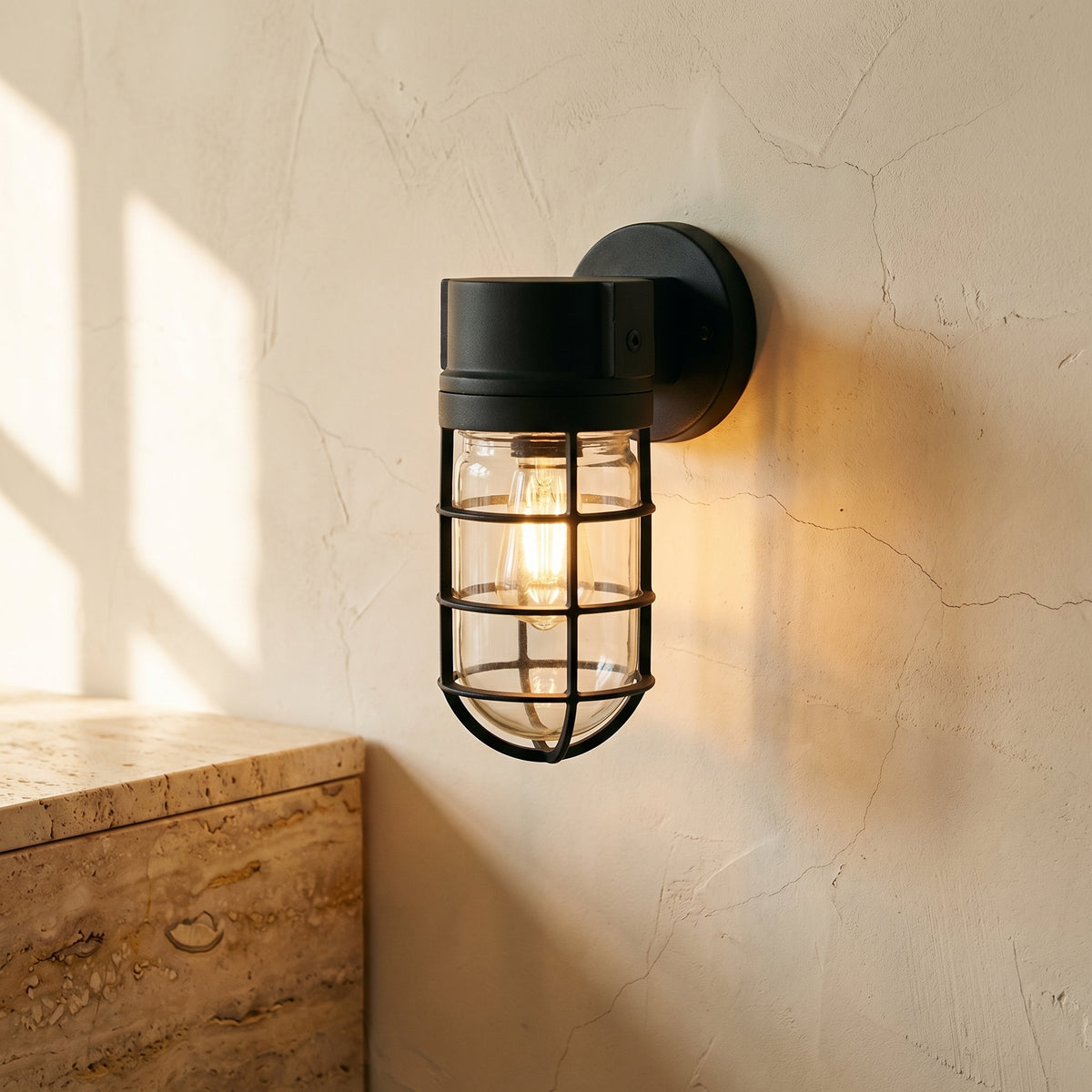 Waterproof Aluminum Alloy Glass Cylinder Outdoor Ceiling Light 1-Light Semi-Flush Mount-Lighting > Outdoor Lighting-casanuva-casanuva