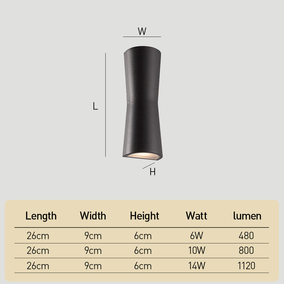 Waterproof LED Outdoor Up and Down Wall Light-Lighting > Outdoor Lighting-casanuva-casanuva