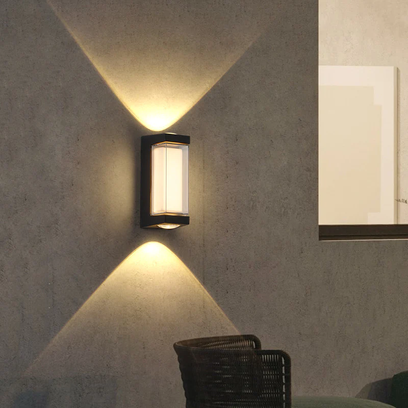 Waterproof LED Outdoor Wall Light Black Up and Down Design-Lighting > Outdoor Lighting-casanuva-Rectangle-H9.5cm(8w)-Cool White-casanuva