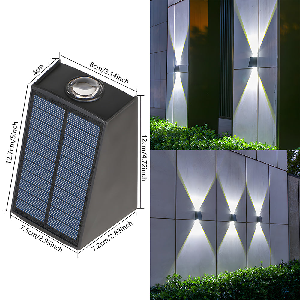 Waterproof Solar Outdoor Wall Light Up and Down for Fence and Porch-Lighting > Outdoor Lighting-casanuva-Black-H12cm-Cool white-casanuva
