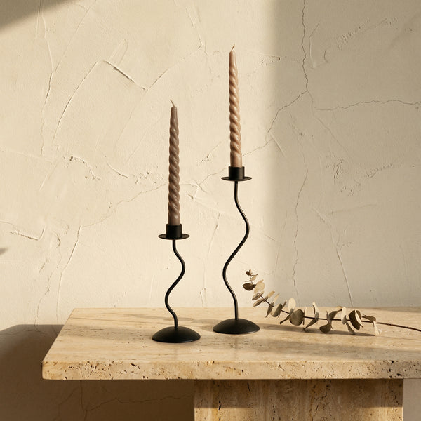 Wavy Iron Candle Holder Sculpted Design-Home Decor > Candle Holders-casanuva-casanuva