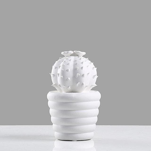 White Porcelain Cactus Collection-Home Decor > Decorative Accessories-casanuva-Short cactus-casanuva