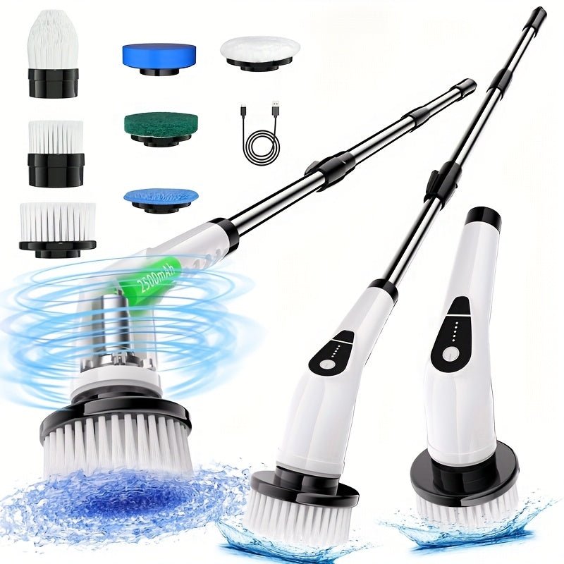 Wireless Cleaning Brush with Telescopic Handle and 7 Replaceable Heads-Home Decor > Decorative Accessories-casanuva-casanuva