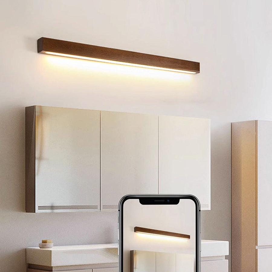 Wood Long Mirror Bathroom Wall Light-Lighting > Wall Lights-casanuva-casanuva